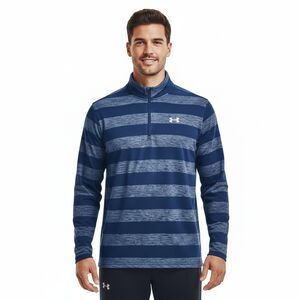 Under Armour Blue Striped Performance 1/4 Zip Pullover - Size Large